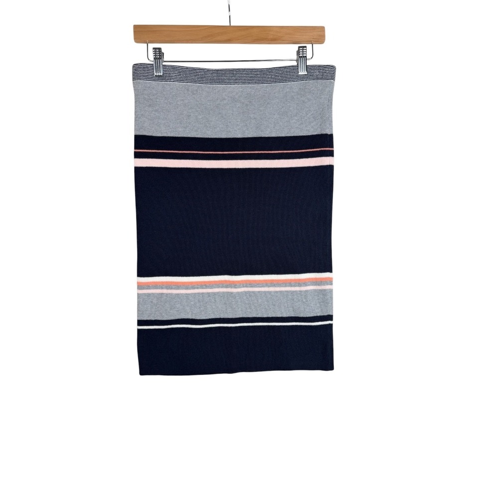 New Ann Taylor Striped Pencil Skirt size Medium Petite Gray/Blue